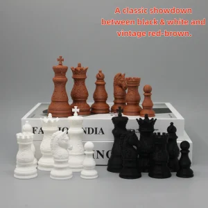 Chess Pieces with Relief Carving