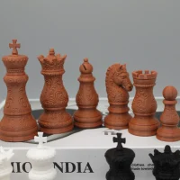 Chess Pieces with Relief Carving