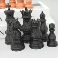 Chess Pieces with Relief Carving