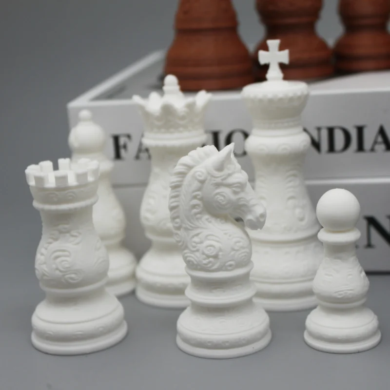 Chess Pieces with Relief Carving
