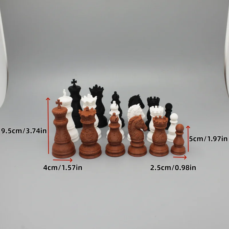 Chess Pieces with Relief Carving