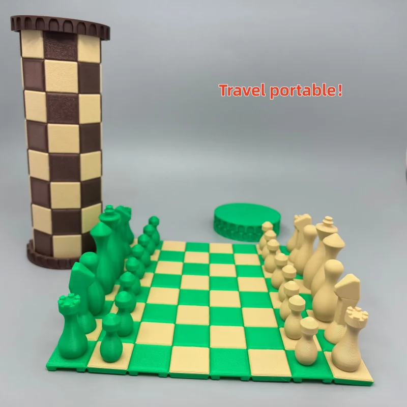 A Box, A World; Two Colors, Two Realms | Portable Cylinder Chess Set
