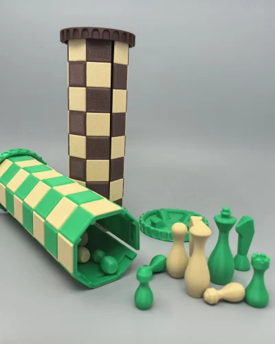 A Box, A World; Two Colors, Two Realms | Portable Cylinder Chess Set