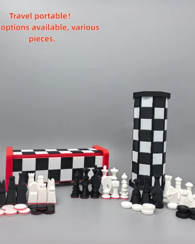 A Dual Chess Set, Two Games in One | Geometric Aesthetic 2-in-1 Game Set