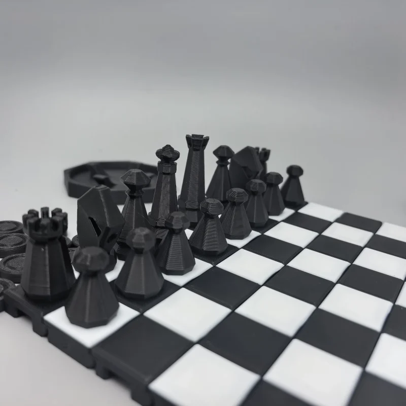 A Dual Chess Set, Two Games in One | Geometric Aesthetic 2-in-1 Game Set