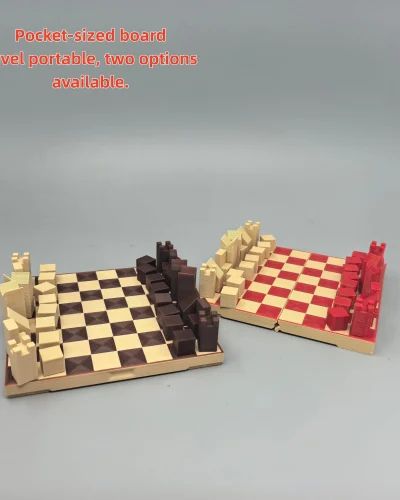 Pocket-Sized 3D Chess | Integrated Storage, Two Color Options