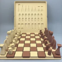 3D Printed One-Piece Chess Set｜A Geometric Dialogue Between Russet and Beige