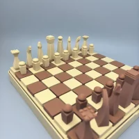 3D Printed One-Piece Chess Set｜A Geometric Dialogue Between Russet and Beige