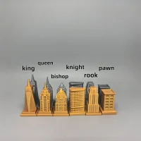 City Skyline | 3D Printed Gold and Silver Chess Set