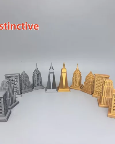 City Skyline | 3D Printed Gold and Silver Chess Set