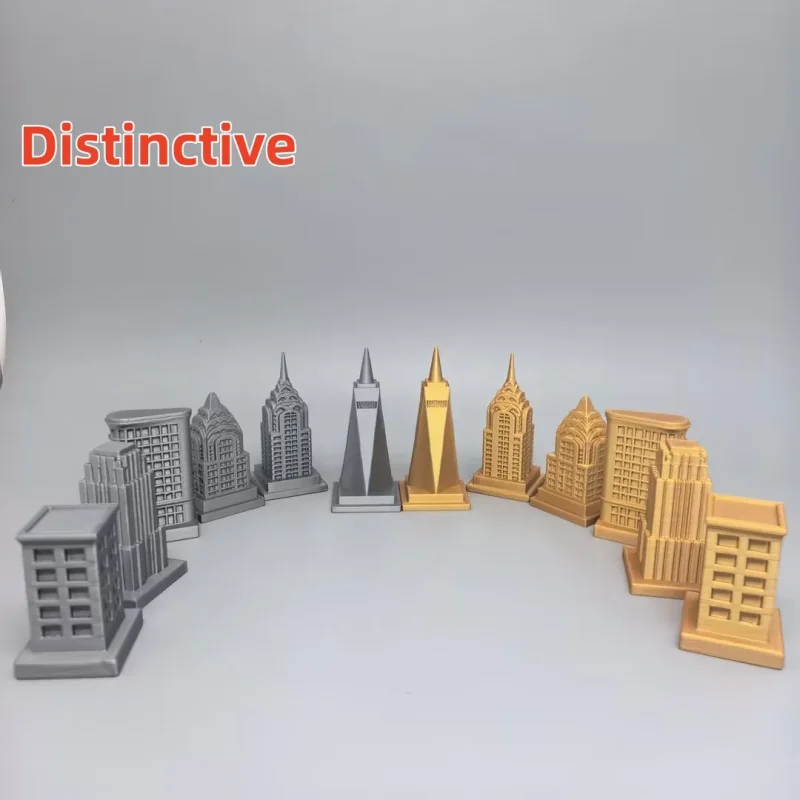 City Skyline | 3D Printed Gold and Silver Chess Set